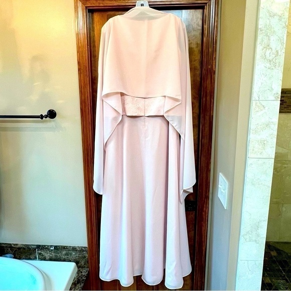 David’s Bridal Sequined Brocade Bodice Mock Two Piece Shell Pink Dress NWT Sz 14 - Picture 4 of 14